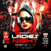 Black Futuristic Ladies Night Event Square Video 方形(1:1) template