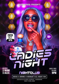 Black Futuristic Ladies Night Party Flyer A5 template