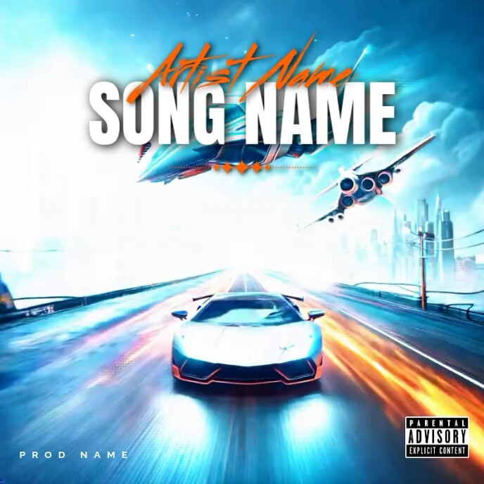 Black Futuristic Lamborghini Motion  Album Cover Capa de álbum template