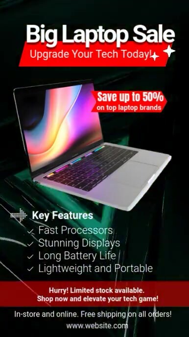 Black Futuristic Laptop Sale Instagram Reel template