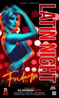 Black Futuristic Latin Night Party Video Ads Flyer Us Legal template