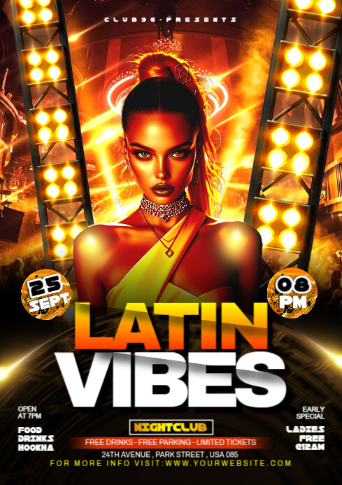 Black Futuristic Latin Party Flyer A1 Template | PosterMyWall