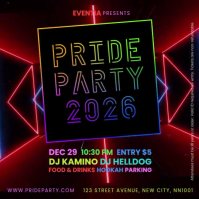 Black Futuristic Lgbt colors Neon Pride Party Instagram Post template