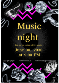 黑色 Music Night A6 Template