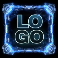 Black Futuristic Logo Video hologram style template