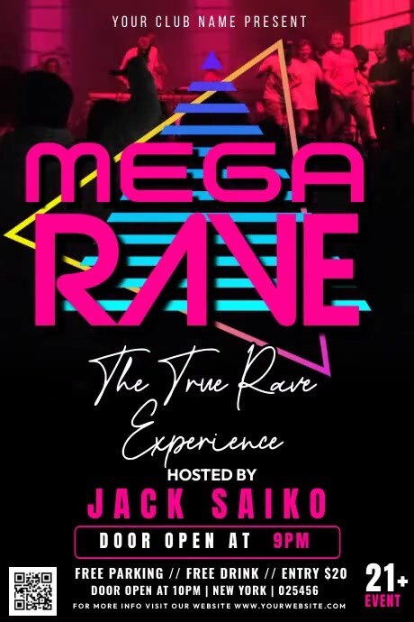 Longton Mega Rave Copy of Black Futuristic Mega Rave Party Video Poster | PosterMyWall