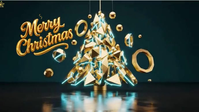 Black Futuristic Merry Christmas And Happy New Year Greeting Video ...