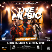 Black Futuristic Music Night Party Flyer Instagram Post template