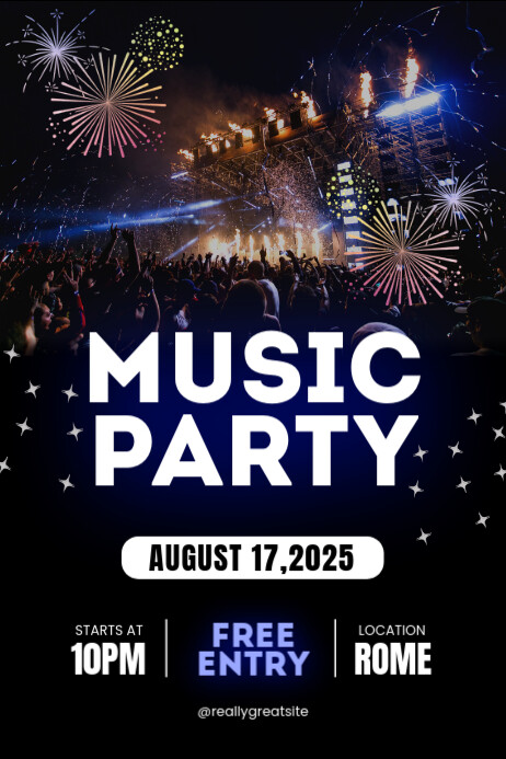 Black Futuristic Music Party At Rome Poster Plakkaat template