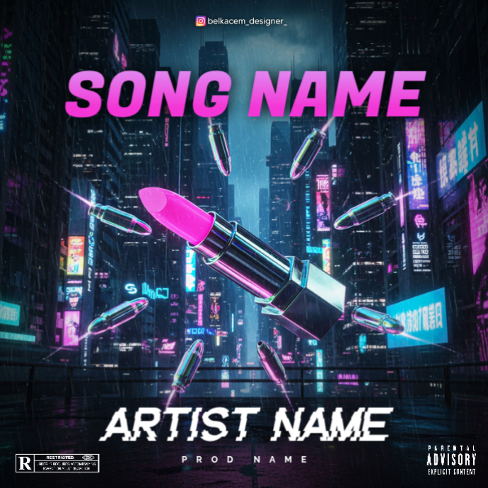 Copy of Black Futuristic Neon Bulletproof Album Cover | PosterMyWall