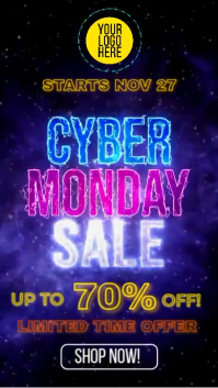 Black Futuristic Neon Galaxy Cyber Monday Sale Story Promo Instagram Story template