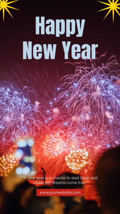 Black Futuristic Neon Happy New Year Instagram Story Instagram-verhaal template