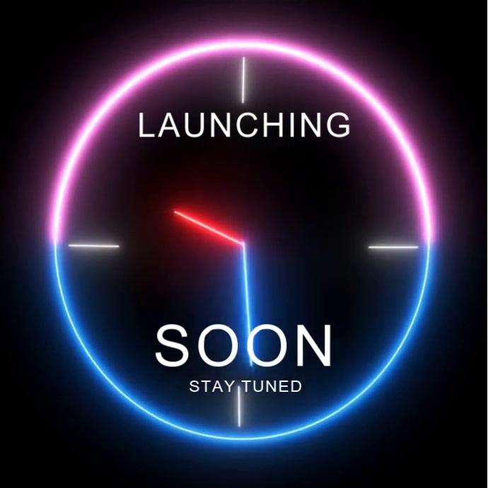 Black Futuristic Neon Launching Soon Timer Square (1:1) template
