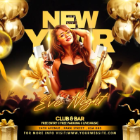Black Futuristic New Year Eve Night Party Flyer Instagram Post template