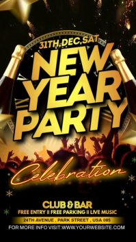 Black Futuristic New Year Party Celebration Flyer Instagram Story template