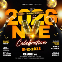 Black Futuristic New Year Party Video Ads Flyer Instagram Post template
