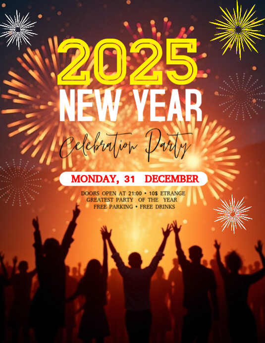Copy of Black Futuristic New Years Party Celebration Template Flyer (us ...