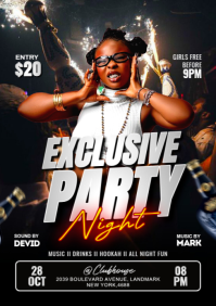 Black Futuristic Night Club Party Flyer A5 template