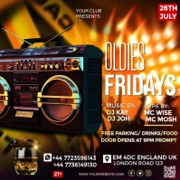 Black Futuristic Oldies Fridays Square (1:1) template