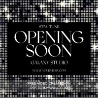 Black Futuristic Opening Soon Square (1:1) template