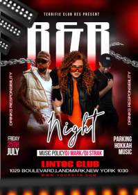 Black Futuristic R&b Night Club Party  A6 template