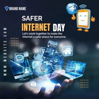 Black Futuristic Safer Internet Day  Instagram Post template