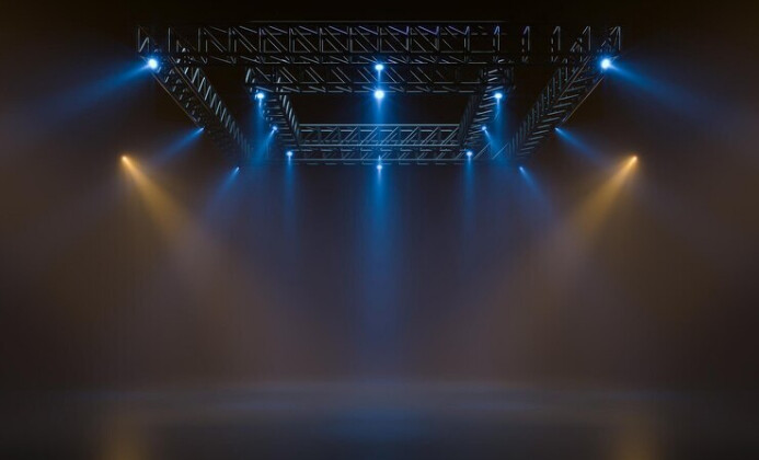 Black Futuristic Stage Design With Neon Light Us Legal template