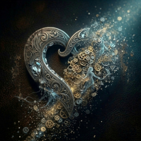 Black Futuristic Steampunk Heart Album Cover template