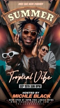 Black Futuristic Summer Tropical Vibe Party Instagram Story template