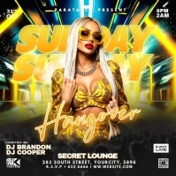 Black Futuristic Sunday Night Hangover Party  Square (1:1) template