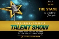 Black Futuristic Talent show school Poster Плакат template