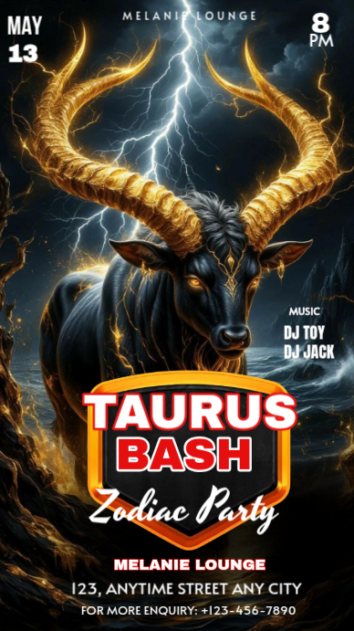 Black Futuristic Taurus Zodiac Party Instagram Story Template ...