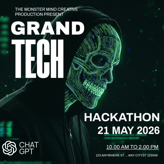 Plantilla de Black Futuristic Tech Hackathon Instagram Post | PosterMyWall