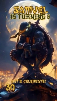 Black Futuristic Teenage Mutant Ninja Turtles Invitation Instagram Reel template