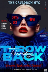 Black Futuristic The Image Is A Vertical Flyer Design For An Event Called "throwback Thursdays." Pin Pinterest Graphic template