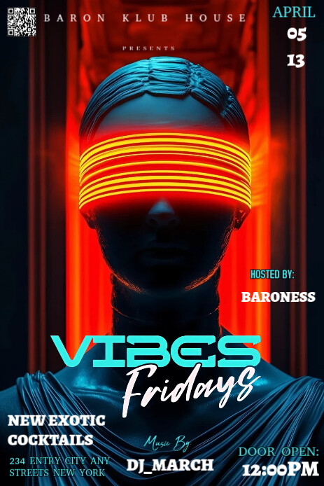 Black Futuristic The Image Is A Vibrant And Futuristic Club Flyer For An Event Titled "vibes Fridays Pinterest 图片 template