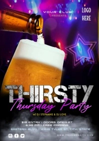 Black Futuristic Thirsty Thursday Party A4 template