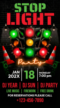 Black Futuristic Traffic Light Party Instagram Story template