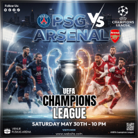 Black Futuristic UEFA Champions League Match Instagram Post template