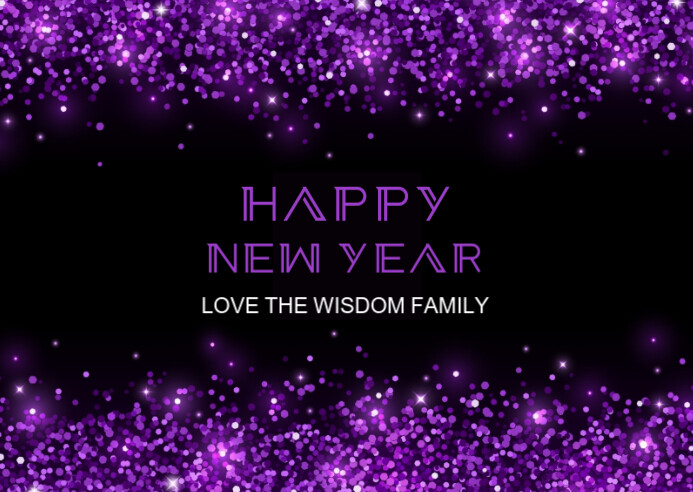 Black Futuristic Vivid/greeting/glitter/purple/black/happy/new Year/happy New Year/card/family/elega Postal template