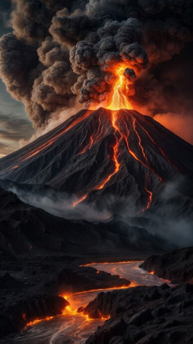 Black Futuristic Volcano  Digital Display (9:16) template