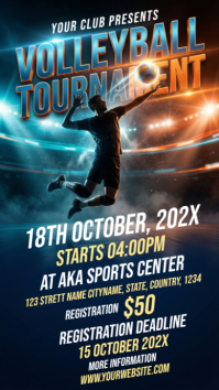 Black Futuristic Volleyball Tournament Instagram Story template