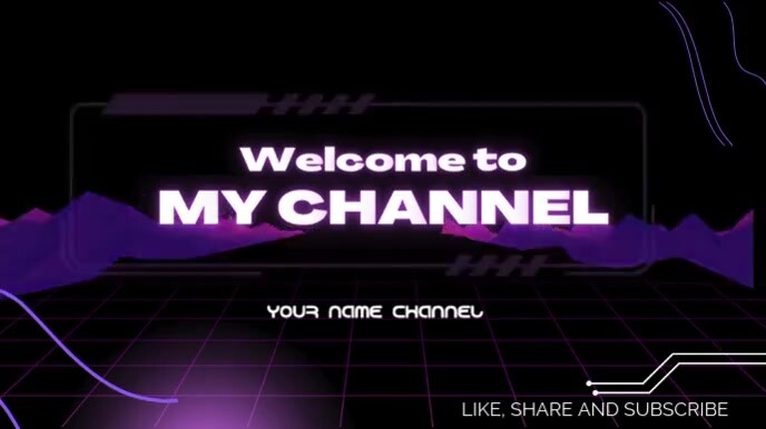 Black Futuristic Welcome To My Youtube Channel  Digital Display (16:9) template