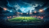 Black Futuristic Wide Shot Of Football Stadiu Nagłowek bloga template