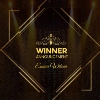 Black Futuristic Winner Announcement Template | Elegant Gold Event Reveal Instagram Post Instagram-Beitrag