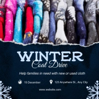 Black Futuristic Winter Coat Drive  Instagram Post template