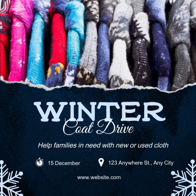 Black Futuristic Winter Coat Drive  Instagram Post template