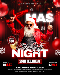 Black Futuristic Xmas Night Club Party Flyer Instagram Portrait template