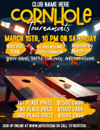 Black Futuristico  Cornhole Tournament Volantino (us Letter) Pamflet (Letter AS) template