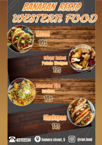 Black Western Food Menu Flyers Template | PosterMyWall